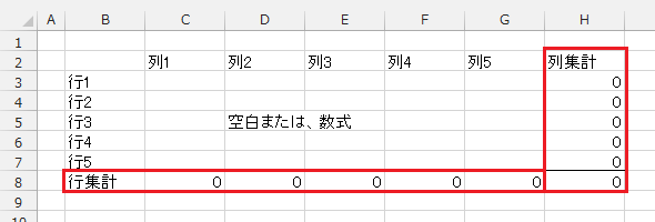 Excel データ未入力の場合は 集計欄を 0 ではなく空白にする Amk 情報館